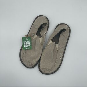 Sanuk Men's Hemp SMF1010 NAT Slip On Loafer Tan Khaki Vented Casual Shoe Size 9